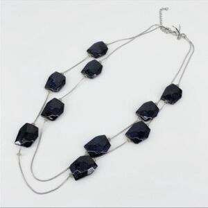 Chicos Metallic Faux Stone Long Necklace